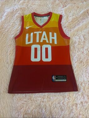 Nike Utah Gradient Stripe Basketball Jersey - Yellow/Orange/Red/Burgundy